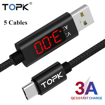 

Moucit AC27 3A(Max USB Type C for Samsung Xiaomi Huawei Fast Charging USB C With Digital Display Mobile Phone Cable For One plus
