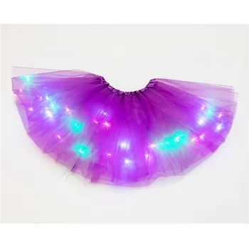 

ins children's ballet luminous tutu skirt with lights luminous half-length gauze skirt LED light unkempt skirt