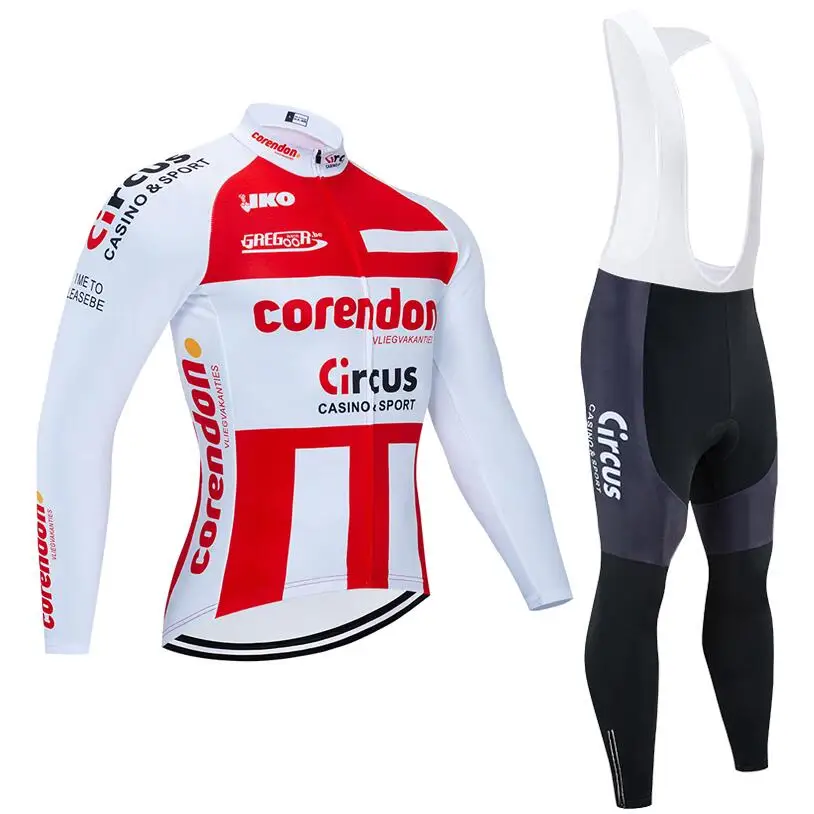 Corendon, цирк, мужские майки для велоспорта с длинным рукавом, рубашки для велоспорта, зимняя флисовая одежда для велоспорта, куртка для горного велосипеда, Майо - Цвет: Белый