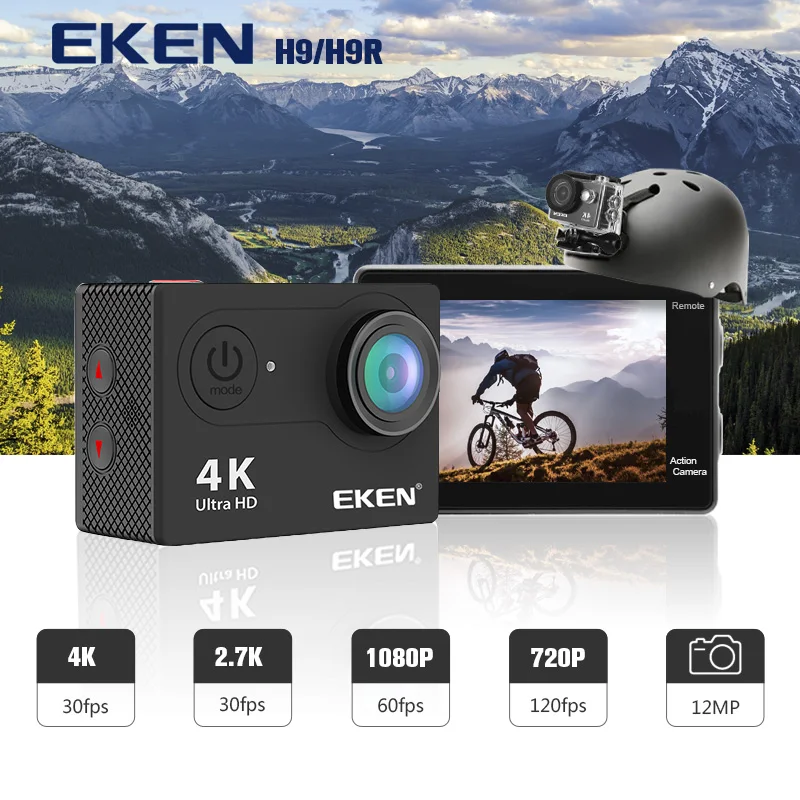 Экшн-камера EKEN H9 H9R Ultra HD 4K 30fps WiFi 2 0 &quot170D Подводная Водонепроницаемая на шлем для