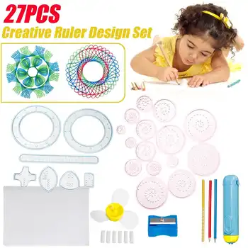 

27pcs/set Spirograph Drawing Toys Set Kids Art Craft Create Toy Children's Art Painting Template Ruler Stationery Drawing