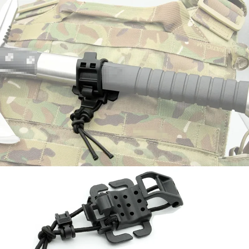Tactical Molle Webbing Buckle Clip Clasp For Round Handle Flashlight Alpenstock 