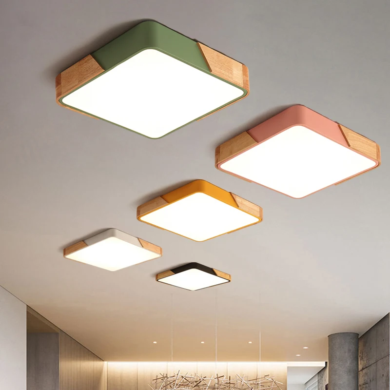 Nordic Oak сплав Led Потолочная люстра светильник ing Гостиная приложение затемняемая