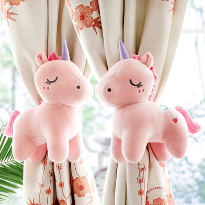 2pcs Unicorn Window Curtain Hook Straps Bedroom Buckle Hangers Belt Tieback Buckle Kids Children Bedroom Decorative Accessories - Цвет: C