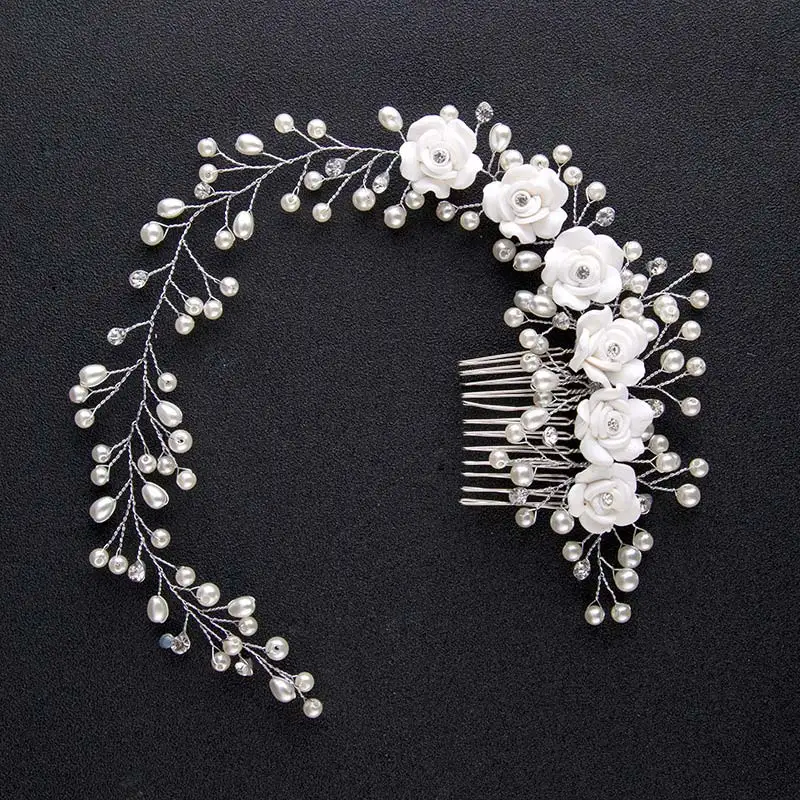 Fashion Korean Women Hair Comb Bride Wedding Hair Clip Handmade Flowers