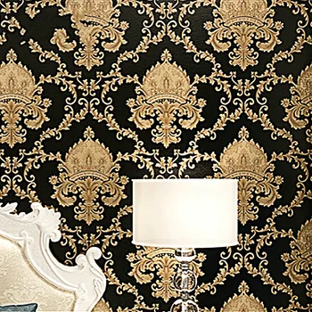 

3d damask wallpaper, high quality black luxury embossed texture metallic texture for wall, washable vinyl roll, pvc