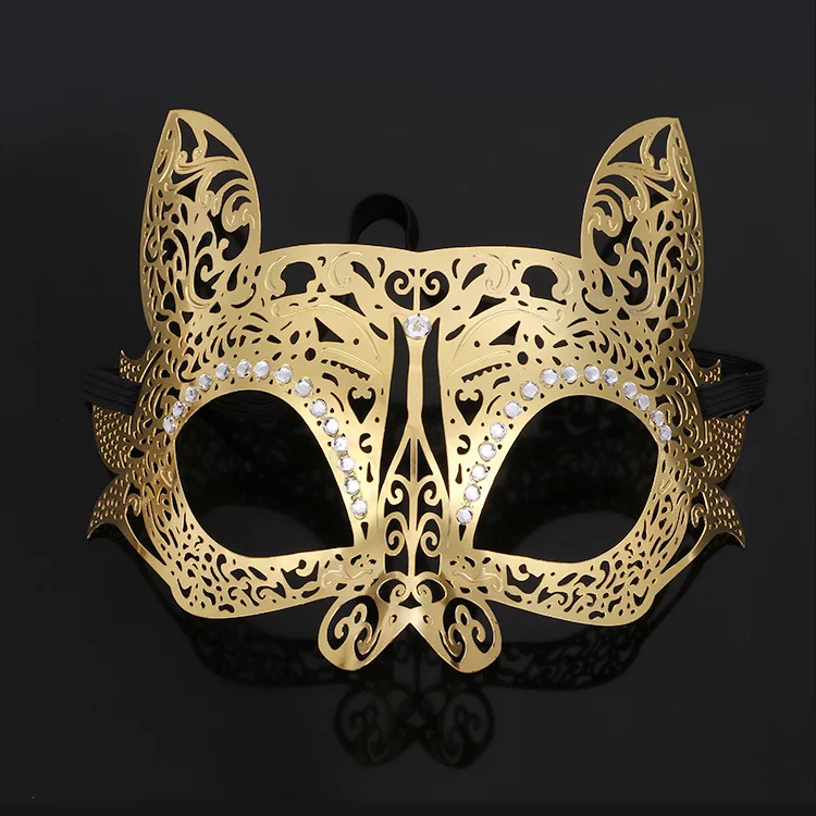 Венеция Хэллоуин металлическая маска Алмазный вырез золотой шар маска женщина Маскарад ночной клуб Вечерние Маски Мужская железная маска для лица