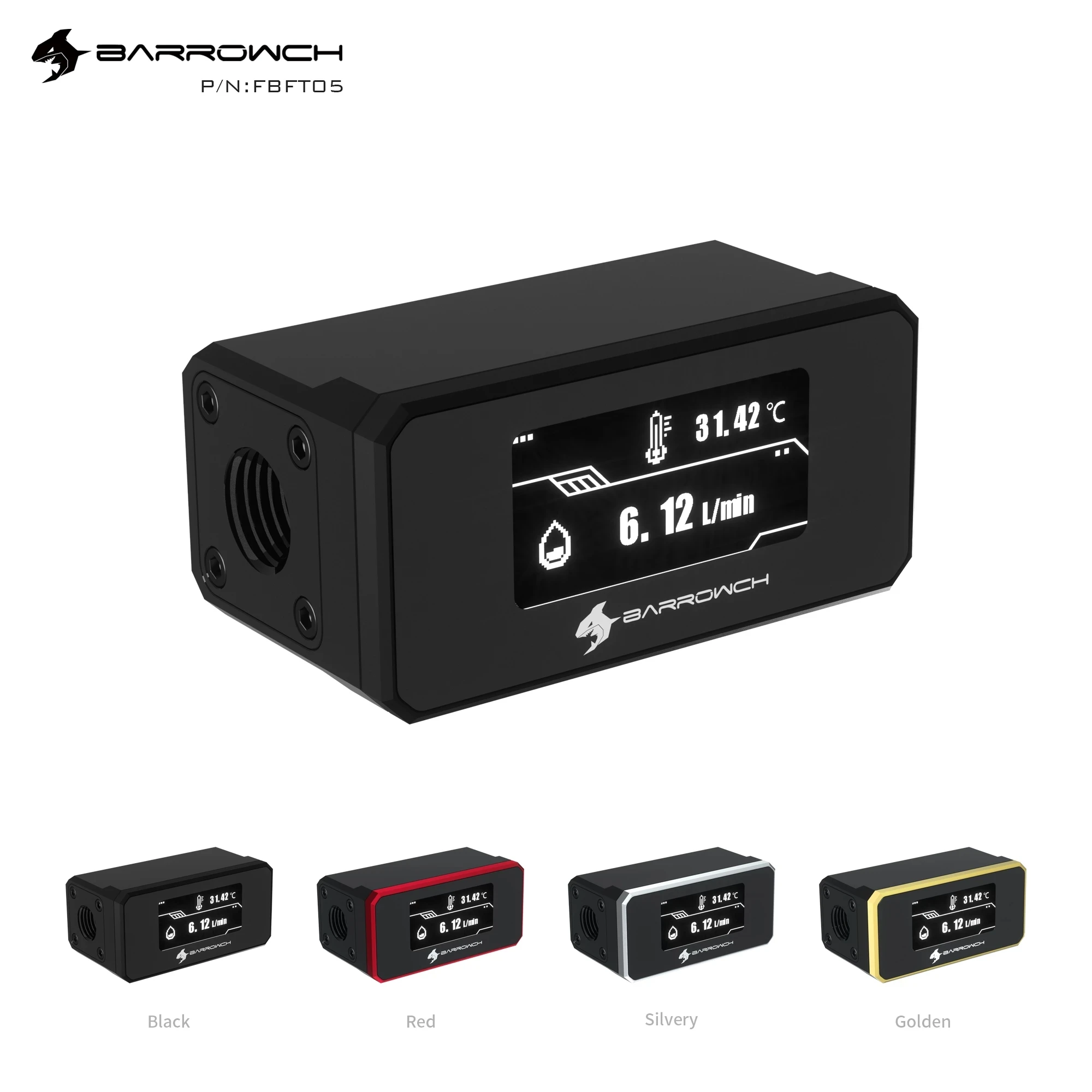 Barrowch water cooling system OLED digital display, flow water