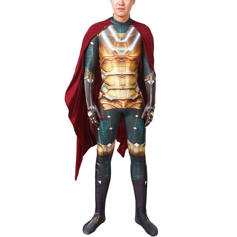 

Cossky Mysterio Quentin Beck Cosplay Costume Adult Men Battle Suit Jumpsuit Zentai With Cloak Outfit Full Set Hallloween Costume