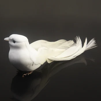 

Bird Crafts Cute Ornaments Foam Decor Mini Artificial Pigeons Feather Miniature White