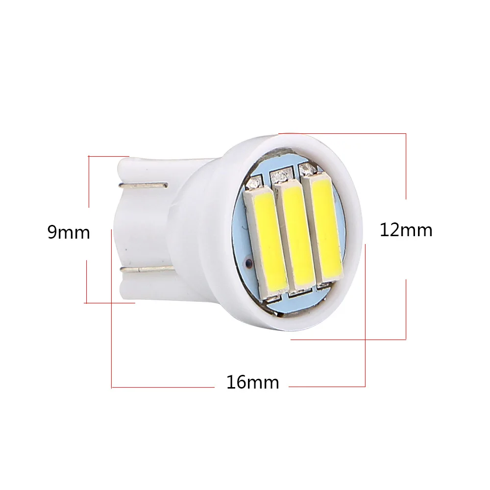 500 шт. 7014 194 168 w5w 1210 светодиодный 3SMD T10 широкоугольная лампа номерного знака, лампа для чтения 1 Вт белого и синего цвета, красный, зеленый, желтый