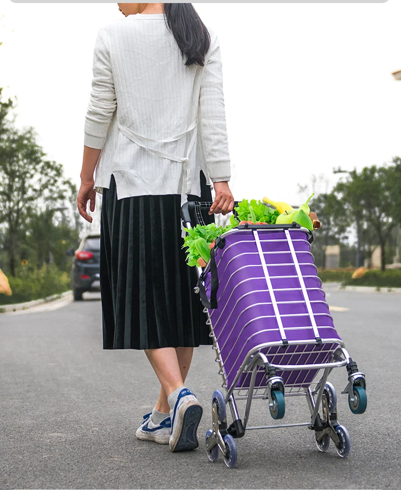  Grocery Cart Small Cart Shopping Cart Can Climb Stairs Folding Portable Trolleys Elderly Lightweigh