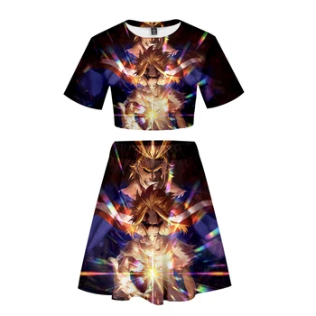 

MY HERO ONE'S JUSTICE Sports dress two piece set Girls Short Sleeve Skirt Set Leisure Print Novelty Top Luxury Harajuku