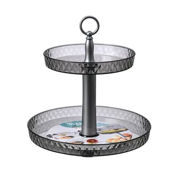 

2 Layers Restaurant Living Room Storage Holder Rotatable Fruit Plate Serving Tray Space Saving Kitchen Home Decor Display Stand