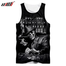 UJWI майка Новая мужская курительная покер Череп 3D печатная Красивая индивидуальная майка