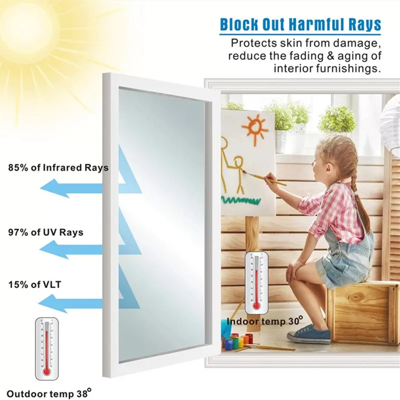 One-Way Mirror Window Film Anti-UV Privacy Self-Adhesive Decorative Window Shades 8M/6M/4M/2M Homes And Offices window film,window privacy film