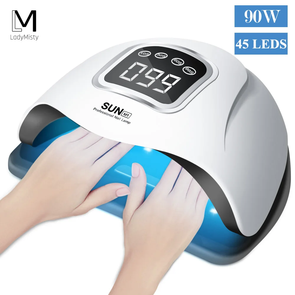 LadyMisty Nail UV Lamp 90W Dryer Led for Manicure 45 Leds For Gel Polish Ice With LCD Display | Красота и здоровье