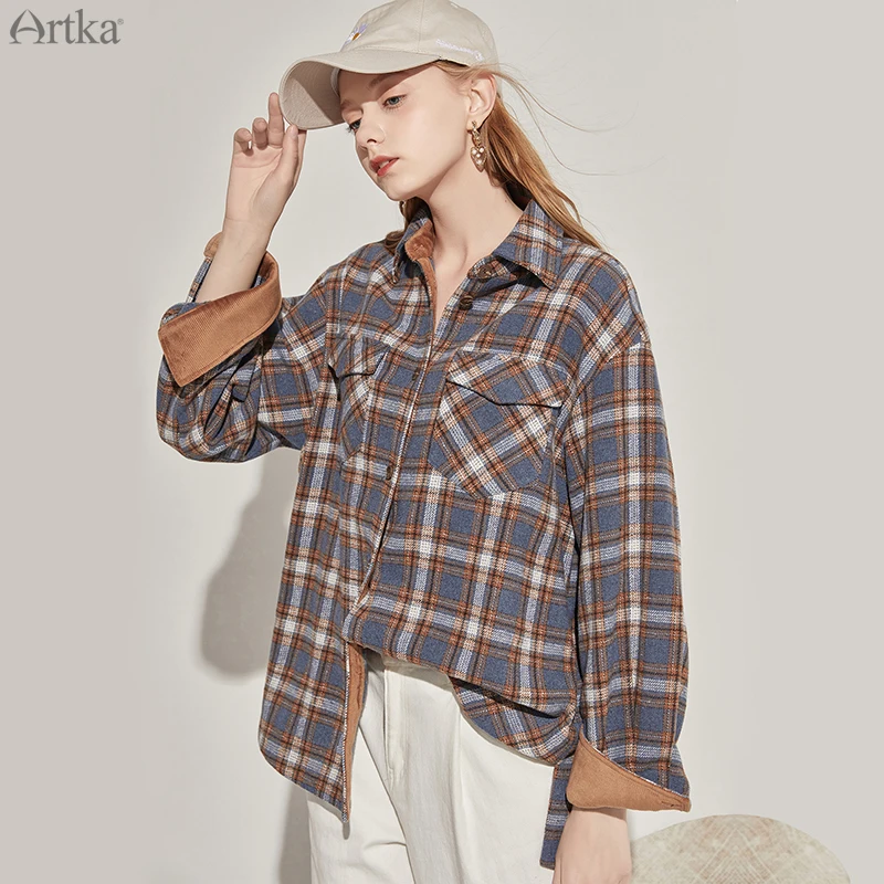 artka-2020-autumn-new-women-blouse-vintage-plaid-casual-shirts-thicken-warm-wool-shirt-outerwear-loose-corduroy-shirts-sa20100q