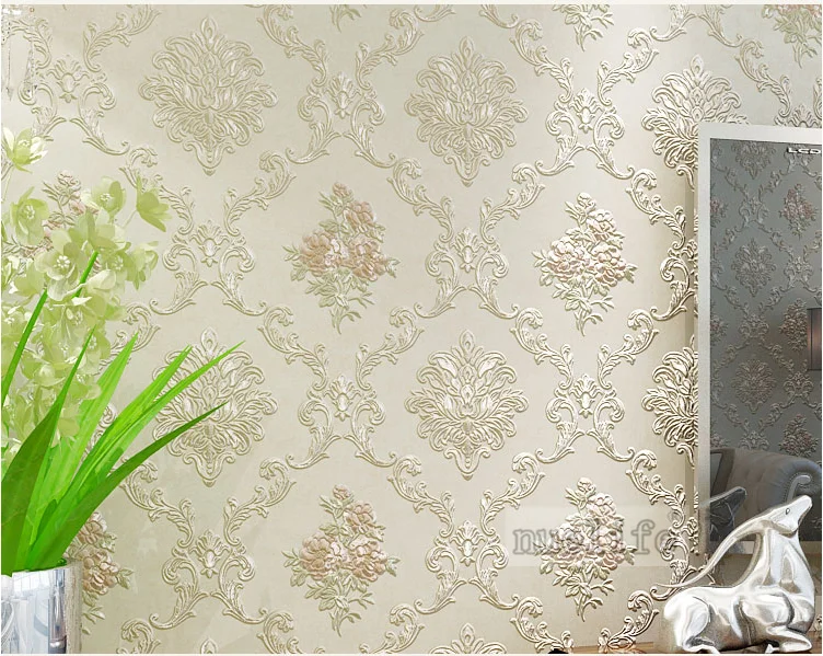 Blue pattern pattern non-woven wallpaper simple modern pastoral European bedroom living room wedding room background wallpaper