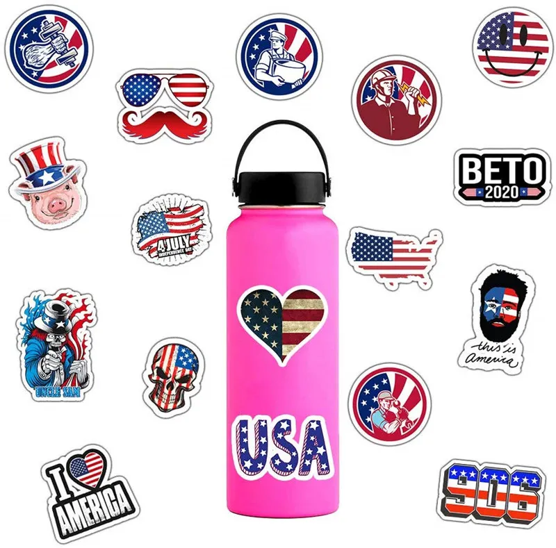 New 50pcs American USA Flag Vinyl Stickers Decals For Apple Macbook 11" 12" 13" 14" 15.6" 16" HP Dell Acer Laptop Stickers