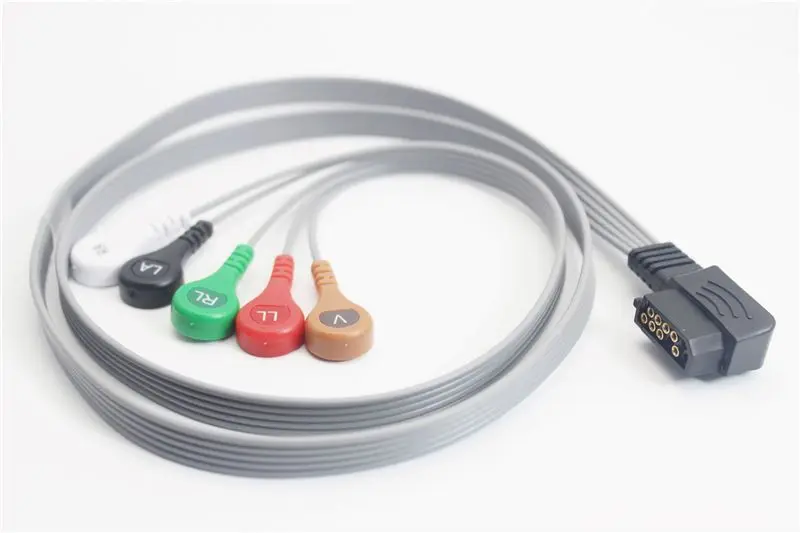 Белый Для hp M4725A Digitrak XT Holter ECG кабель с Leadwires M4325A 989803157491 рекордер пациента 5 свинец holter ecg кабель snap IEC - Цвет: Белый