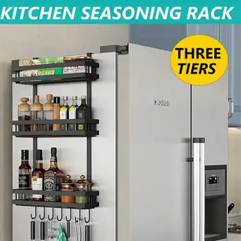

Kitchen Multifunction Refrigerator Storage Rack Organizer Shelf Space Saver Fridge Side Wall Storage Hanging Holder