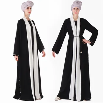 

Open Abaya Muslim Women Long Maxi Beading Luxury Party Evening Kimono Long Sleeve Patchwork Loose Arab Jilbab Abaya Gown Fashion