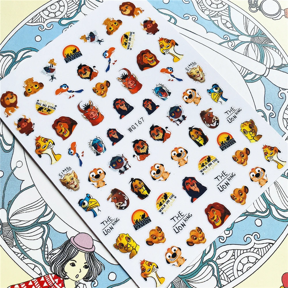 

WG167 WG201 Cartoon anime Mouse Duck Lion Princess Cat 3D Back glue Nail Art Stickers Decals Sliders Nail ornament decoration