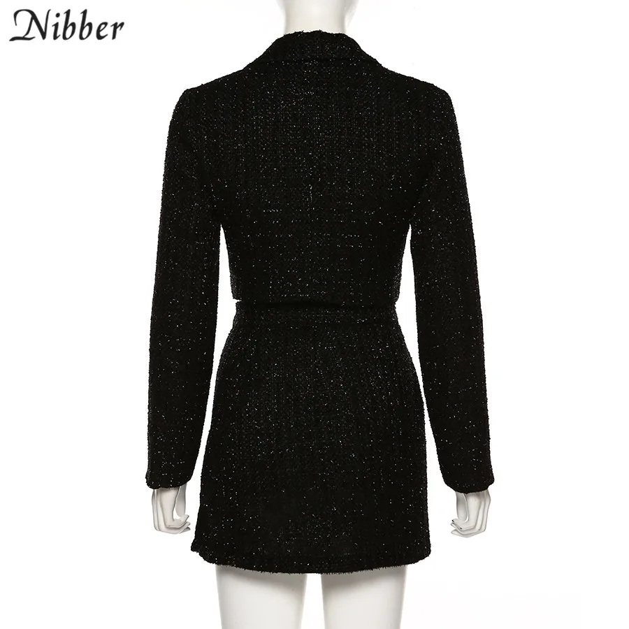 NIBBER осень дикие черные толстые вязаные топы Женская юбка 2two piece sets2019 Мода улица Harajuku чистое пальто мини хип юбки mujer