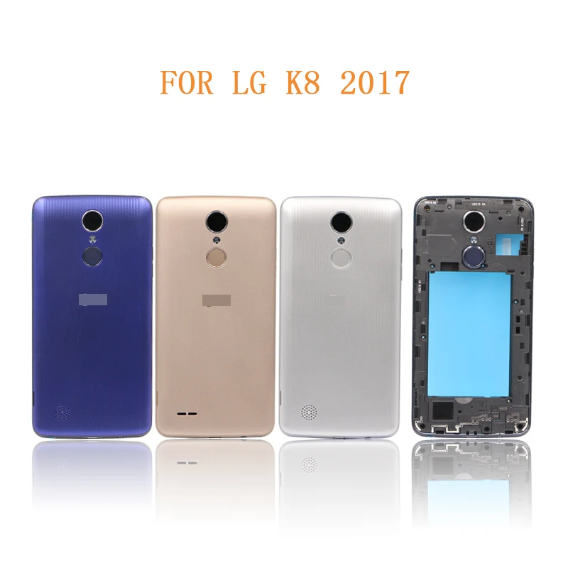 10 шт. крышка батареи для LG K8 2017X240 M200 M210 Корпус чехол задняя крышка батареи объектив камеры стекло средняя рамка отпечаток пальца - Цвет: Blue Single SIM