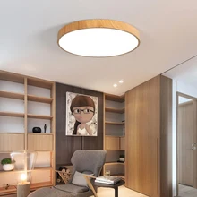 Ультра-тонкий деревянный светодиодный потолочный светильник с зернистой поверхностью, современная лампа для гостиной, светильник для спальни, кухни, скрытая панель