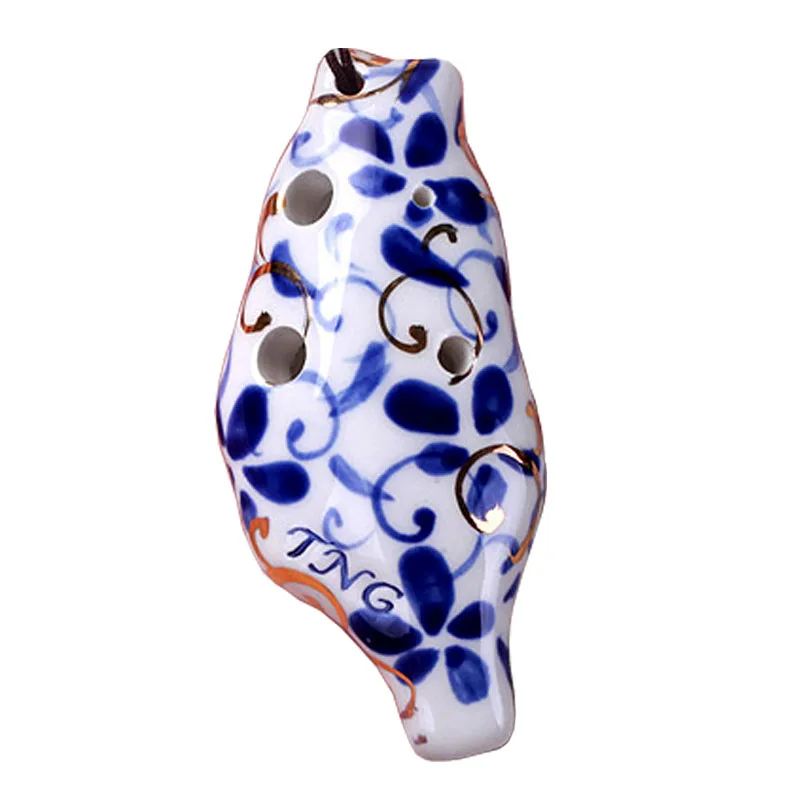 

TNG Ocarina Blue and White Porcelain 6 Holes Mini Handmade Dolomite Musical Instruments, Hanging Drop Key C, Birthday Gift