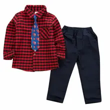 Эксклюзивная детская одежда г., Детский Костюм Джентльмена для маленьких мальчиков на Рождество футболка+ галстук+ штаны, 3 предмета, осенне-зимняя одежда