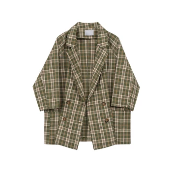 

Plaid Blazer Women's Thin Summer New 2020 New Loose Retro Air Conditioning Sunscreen Shirt Woman Autumn Clothes