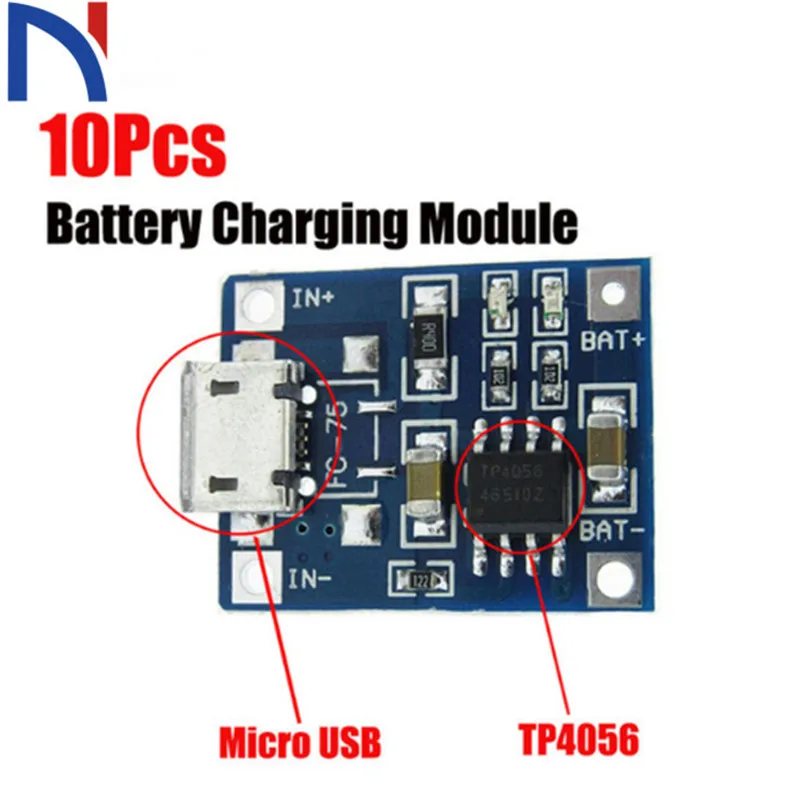 10 шт. плата для зарядки литиевых батарей TP4056 5 в 1 а Micro USB 18650 модуль зарядного