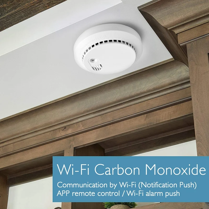 Gas Sensor Smoke Sensor Wifi Smoke Sensor for Smart Home Carbon Monoxide Detector Alarm Push Notification Detector Smoke