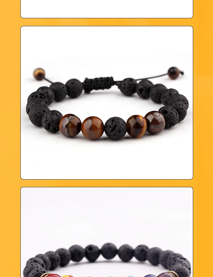 7 Gemstone Chakra Lava Rock Stone Prayer Bead Bracelet