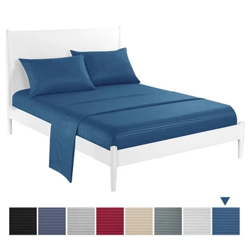 

3 or 4pcs Bed Sheet Set Bedding Set Stripe Soft Pure Color Set with Pillow Cover Bed Sheet Comforter Set Bedclothes Home Textile