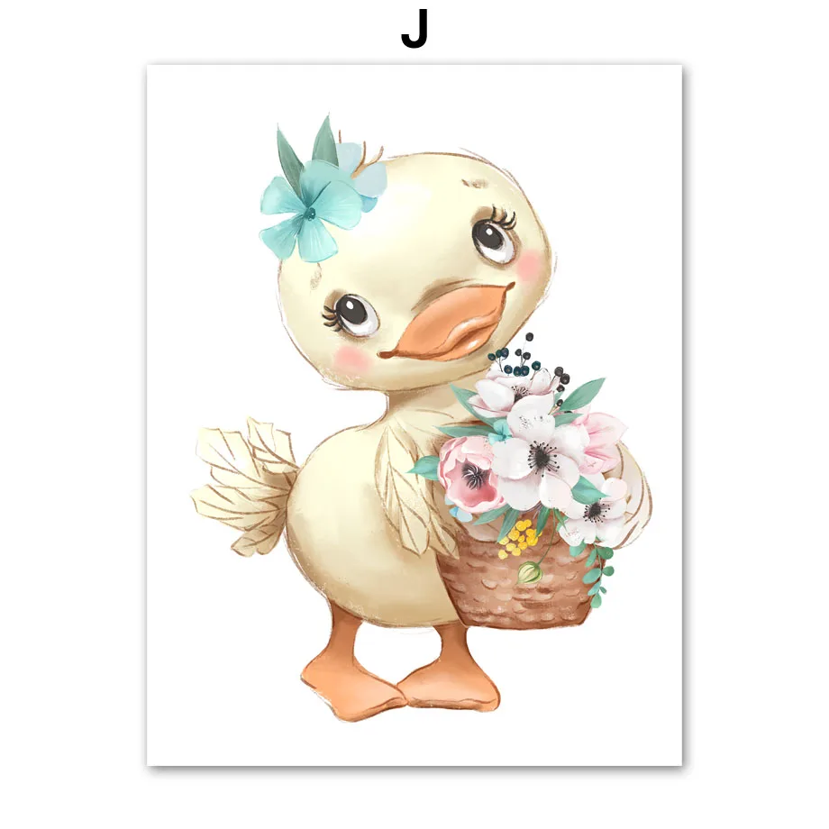 Easter-Eggs-Bunny-Duckling-Girl-Flowers-Nordic-Posters-And-Prints-Wall-Art-Canvas-Painting-Wall-Pictures (12)