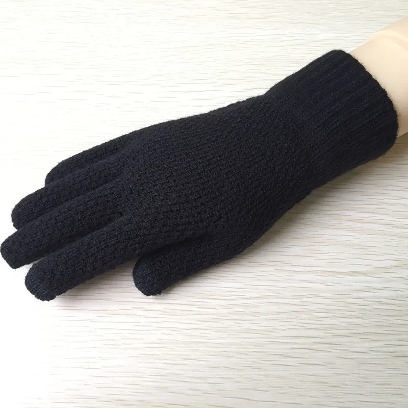 Перчатки для мужчин, зимние, одноцветные, жаккардовые, плюс бархат, утолщение, вязание, сохраняющие тепло, защита от холода, мужские перчатки, повседневные