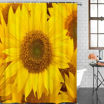 

Durable Polyester Bathroom Shower Curtains Standard 72'' x 72'', Alluring Sunflowers Summer Inspired Design Waterproof Fabric