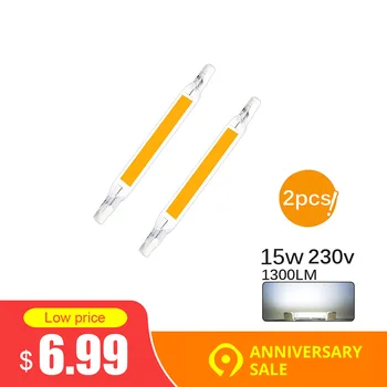 

Dimmable R7s 78mm/118mm 5W/10W/15W Led Light Bulbs Led Cob 1250-1300LM Lamp Bulb AC 220V-240V/110V-140V Replace Halogen Lamp