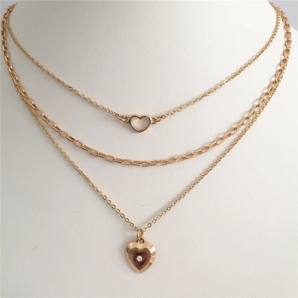

2020 New Trend Gold Color Plating Small Charm Layered Necklace For Women Girl Lovely Party Wearing Accessory