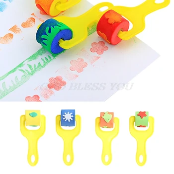 

4Pcs Sponge Roller Stamper Foam Paint Crafts Stamps Kids Children EVA Toys DIY
