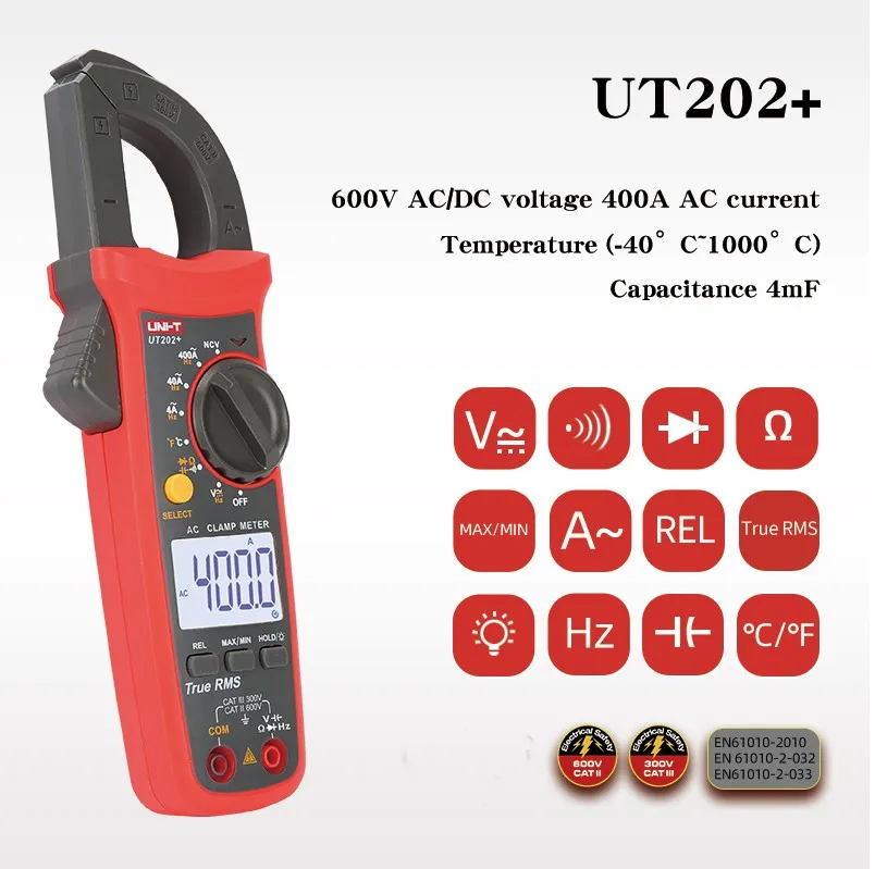 UT202 PLUS 400-600A digital clamp meter automatic range true RMS high precision multimeter - Цвет: UT202 PLUS