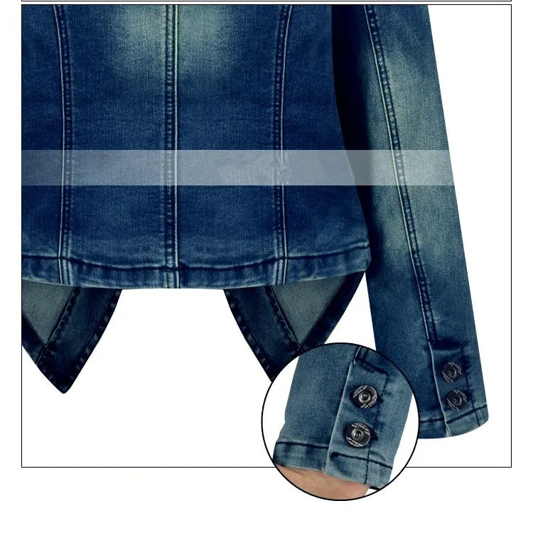 Весна Для женщин джинсовая куртка Модные однотонные синие одноцветное пальто Повседневное Тонкий с длинным рукавом плюс Размеры Короткие