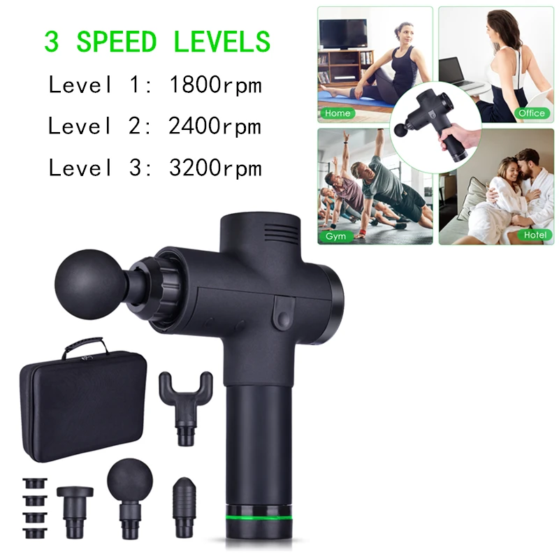 

Vibrating Muscle Massage Gun High Frequency Slimming Exercise Therapy Pain Relief Relaxation Training Body Massager Tools Kit