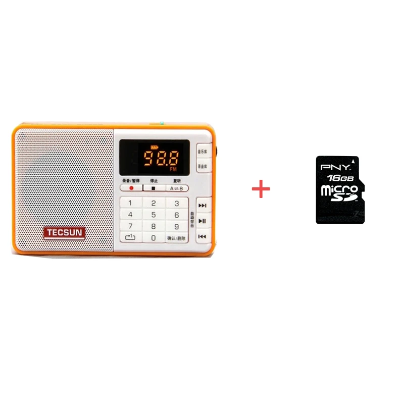 TECSUN Q3 радио карманный размер мини рекордер с 16G TF карта MP3 плеер FM стерео FM 76-108 МГц - Цвет: Yellow 16G TF card