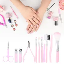 11 шт., машинка для стрижки ногтей, инструмент для обрезки бровей, многофункциональные инструменты для маникюра и макияжа из нержавеющей стали, набор для наращивания ногтей