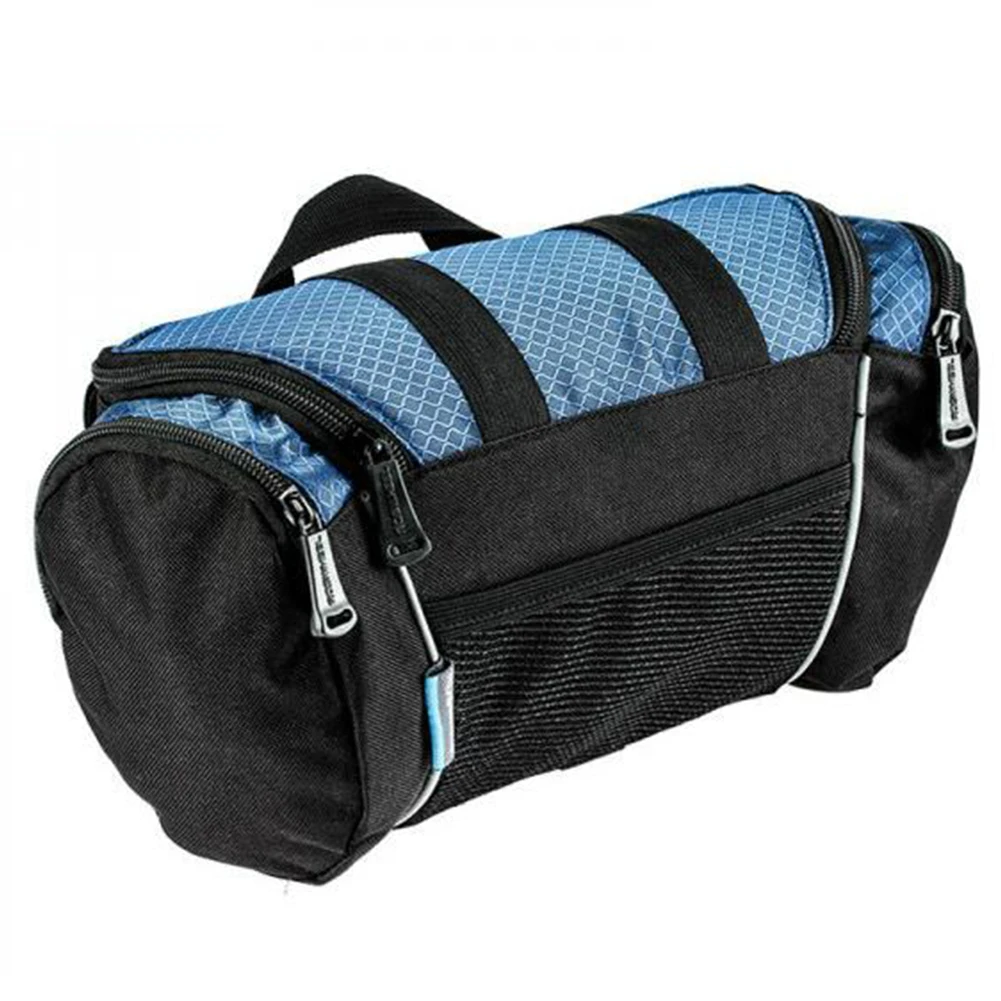 Travel Large Capacity Front Tube Pocket Zipper Shoulder Pack Durable Cycling Strap Pannier Bicycle Frame Bag Portable Polyester